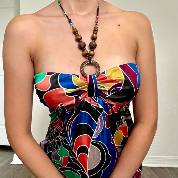 Rampage vibrant and bold late 2000s halter maxi dress - Picture 4 of 8